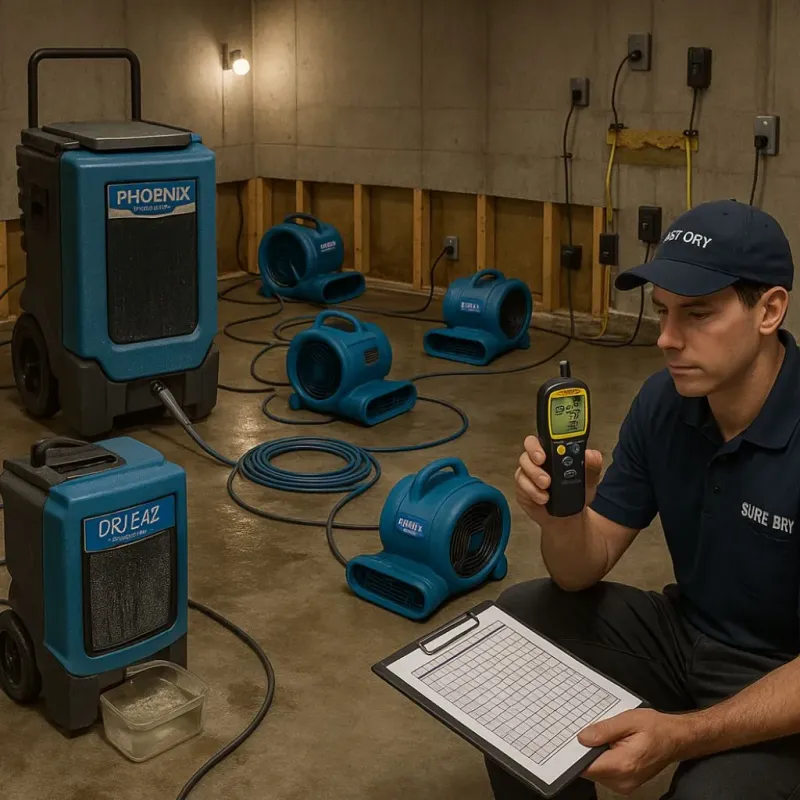 Structural Drying and Dehumidification process in Fredericksburg, TX